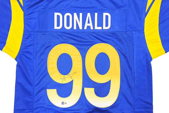 Los Angeles Rams Aaron Donald Signed Blue Jersey Beckett Wit