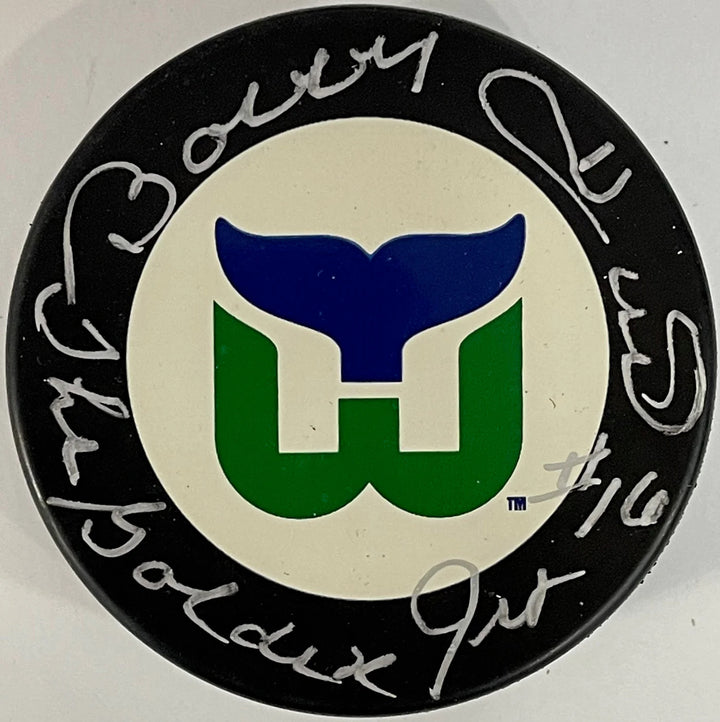 Bobby Hull Autographed Hartford Whalers Puck (JSA)