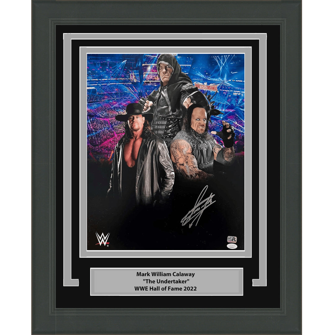 Framed Autographed Mark Calaway The Undertaker 16x20 WWE Photo JSA COA