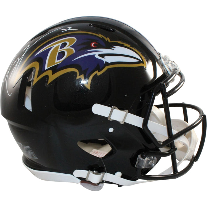 Ray Lewis Autographed Baltimore Ravens Authentic Helmet Beckett Witness 56144