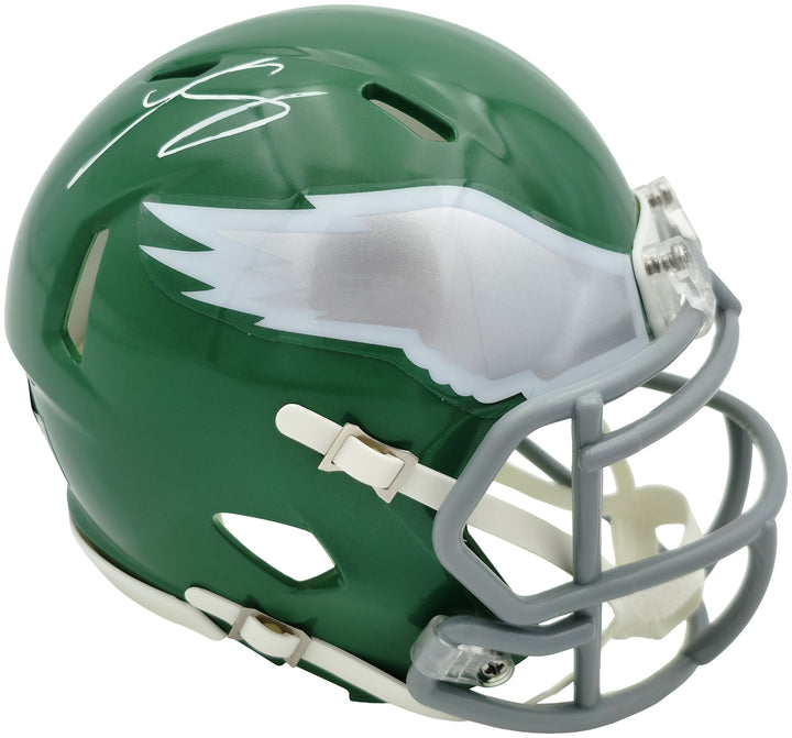 LeSean McCoy Auto Eagles Green 2023 Alternate Speed Mini Helmet Beckett Witness