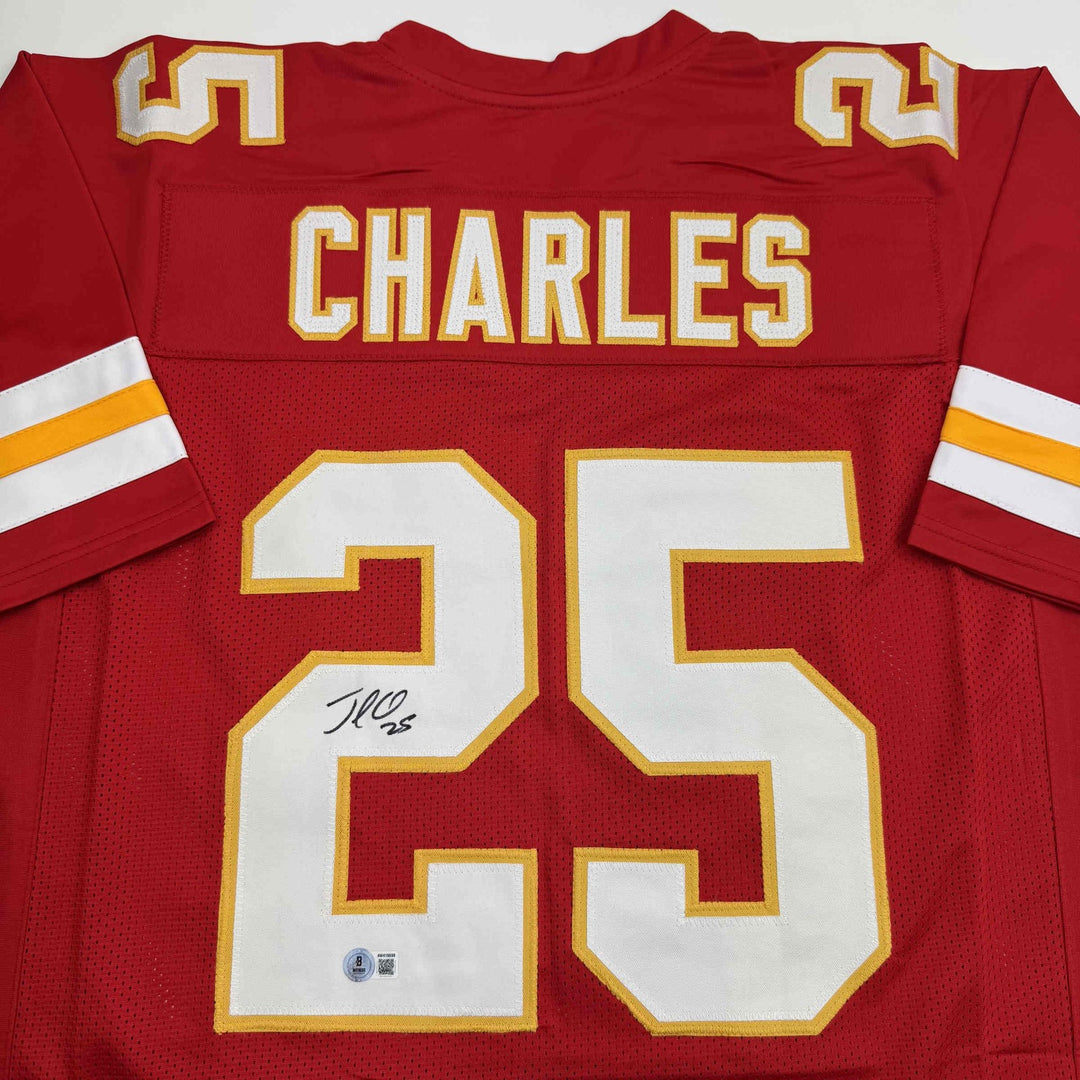 Autographed/Signed Jamaal Charles Kansas City Red Football Jersey JSA COA