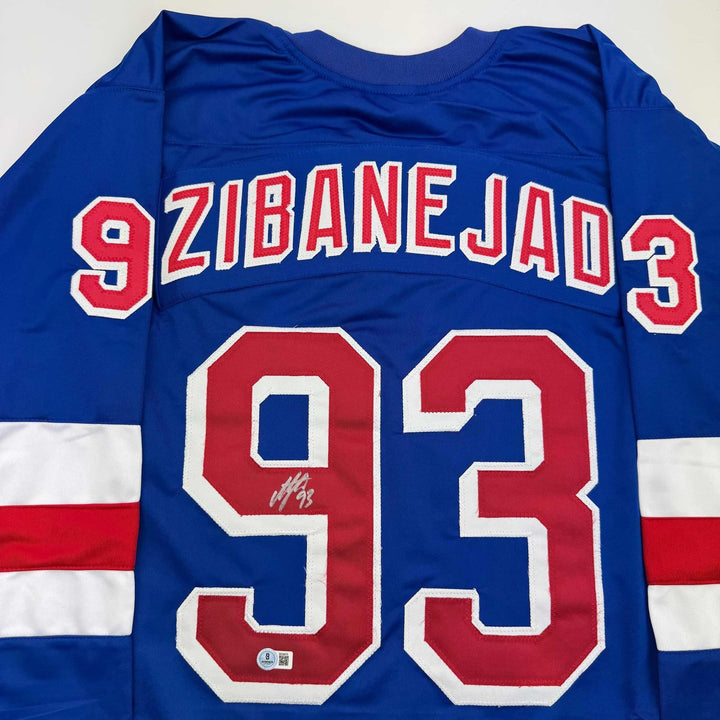Autographed/Signed Mika Zibanejad New York Blue Jersey Beckett BAS COA
