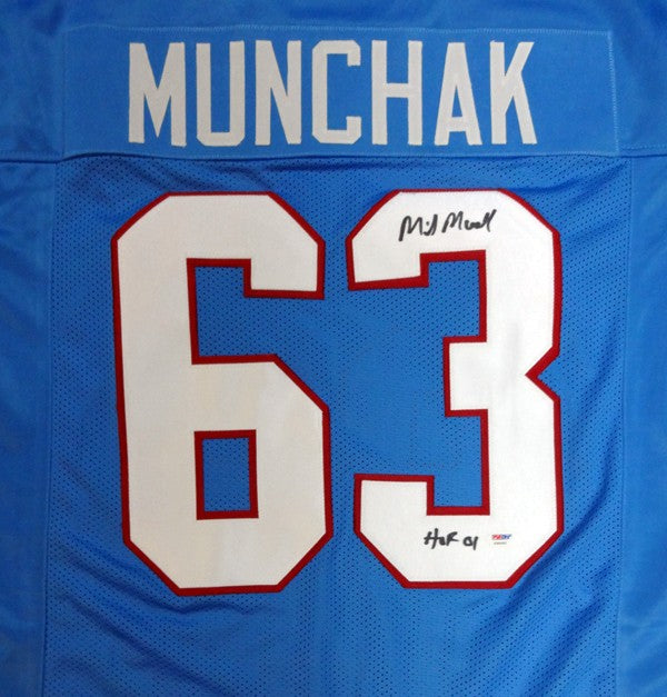 Houston Oilers Mike Munchak Autographed Signed Blue Jersey "HOF 2001" PSA/DNA