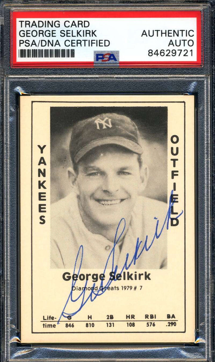 George Selkirk PSA DNA Signed 1979 Diamond Greats Autograph