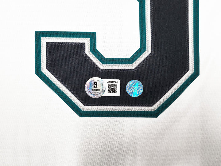Mariners Ichiro Suzuki Auto Signed White Nike Jersey Size L "HOF 25" Beckett Wit