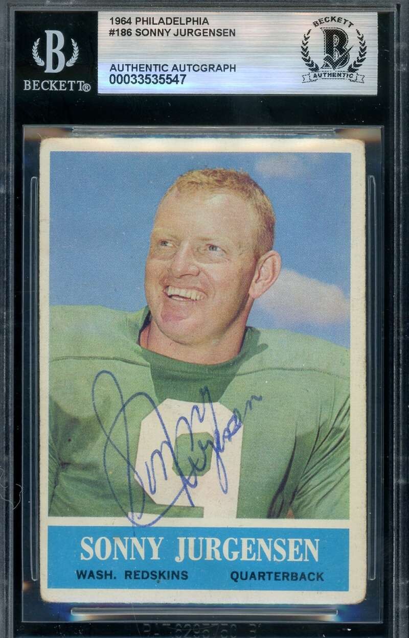 Sonny Jurgensen Beckett BAS Vintage Signed 1964 Philadelphia Autograph