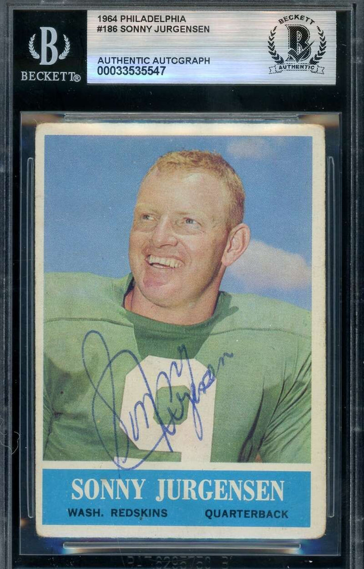 Sonny Jurgensen Beckett BAS Vintage Signed 1964 Philadelphia Autograph