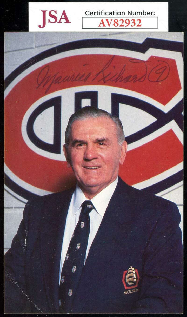 Maurice Richard JSA Coa Signed 3x5 Photo Autograph