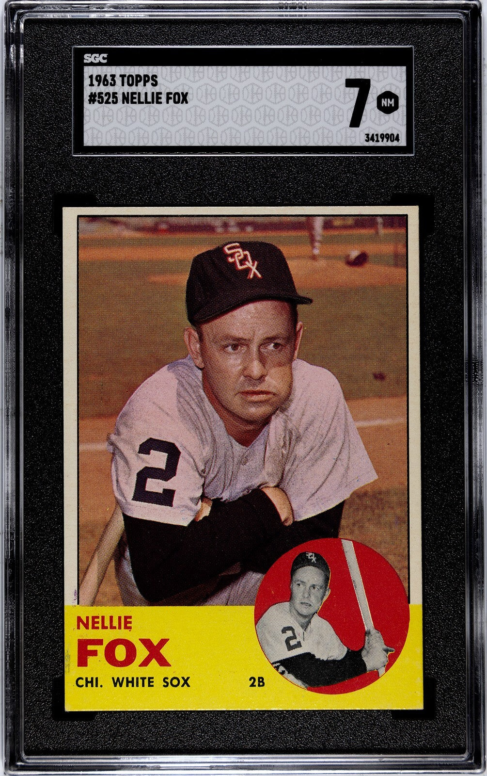 Nellie Fox 1963 Topps Baseball Card #525 White Sox- SGC Graded 7 NM