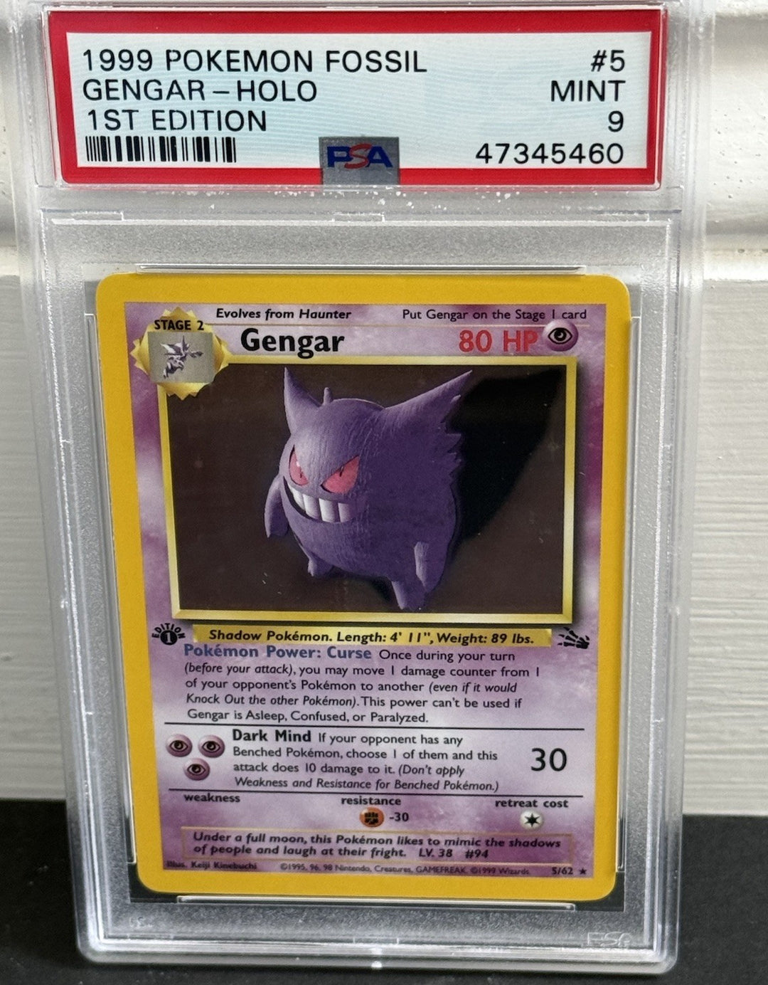Pokemon Gengar Holo Rare 1st Edition Fossil #5 PSA 9 MINT Beauty