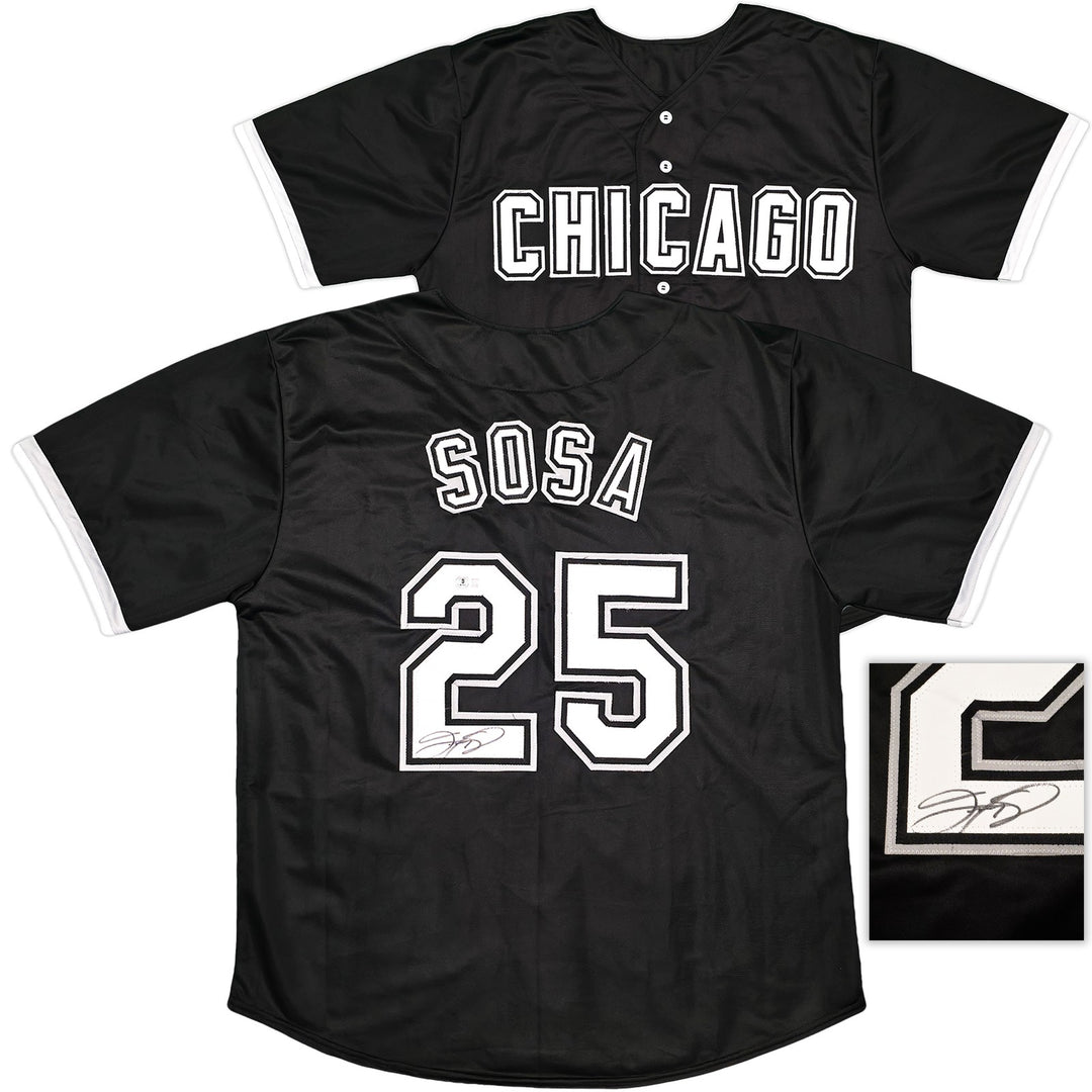 Chicago White Sox Sammy Sosa Signed Black Jersey Beckett BAS Witness