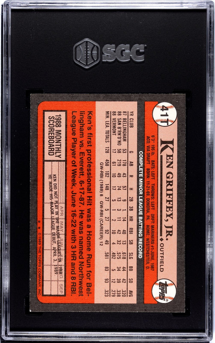 Ken Griffey, Jr. 1989 Topps Traded Rookie Card (RC) #41T- SGC Graded 8 NM-MT
