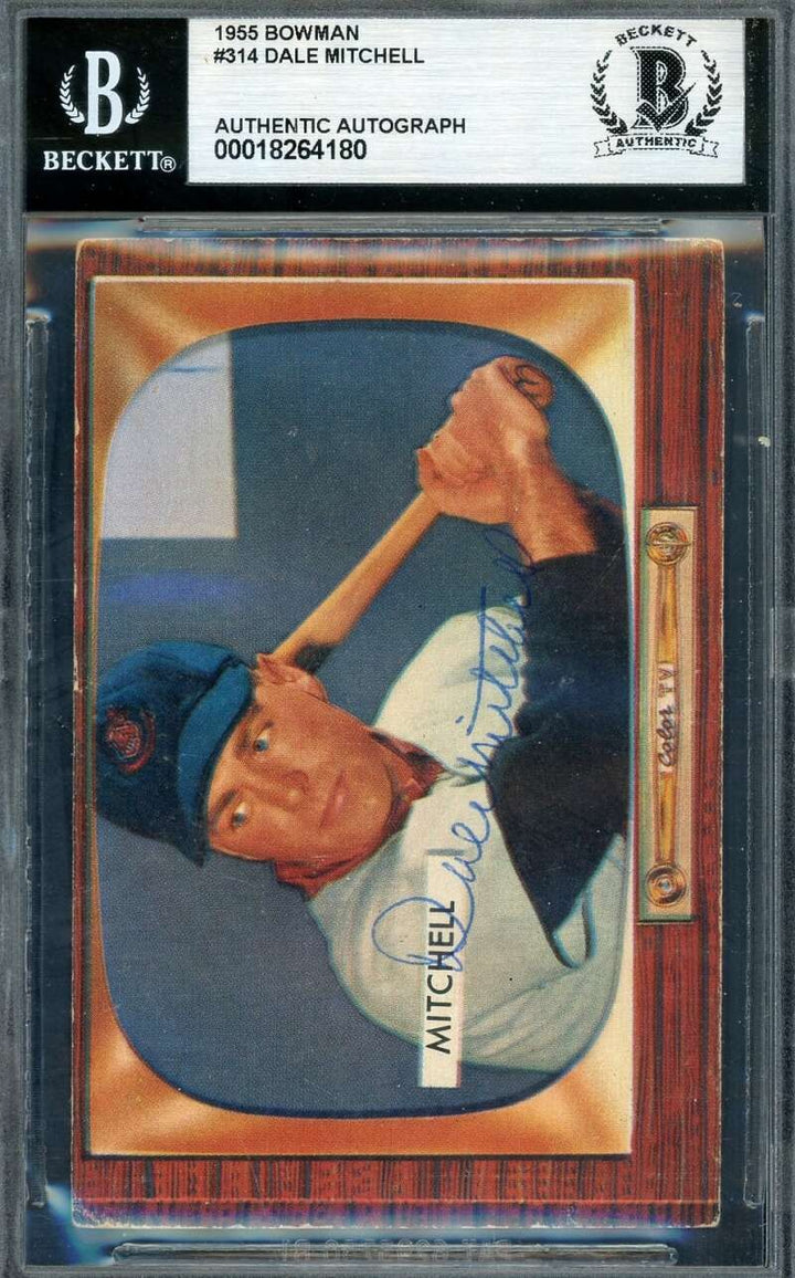 Dale Mitchell Beckett BAS Signed 1955 Bowman Autograph