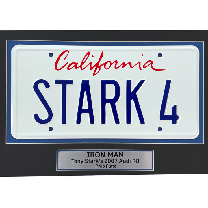 Robert Downey Jr. Signed Iron Man Movie Car Audi R8 License Plate Framed JSA COA