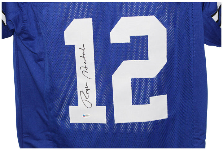Roger Staubach Autographed/Signed Pro Style Blue XL Jersey BAS 32787