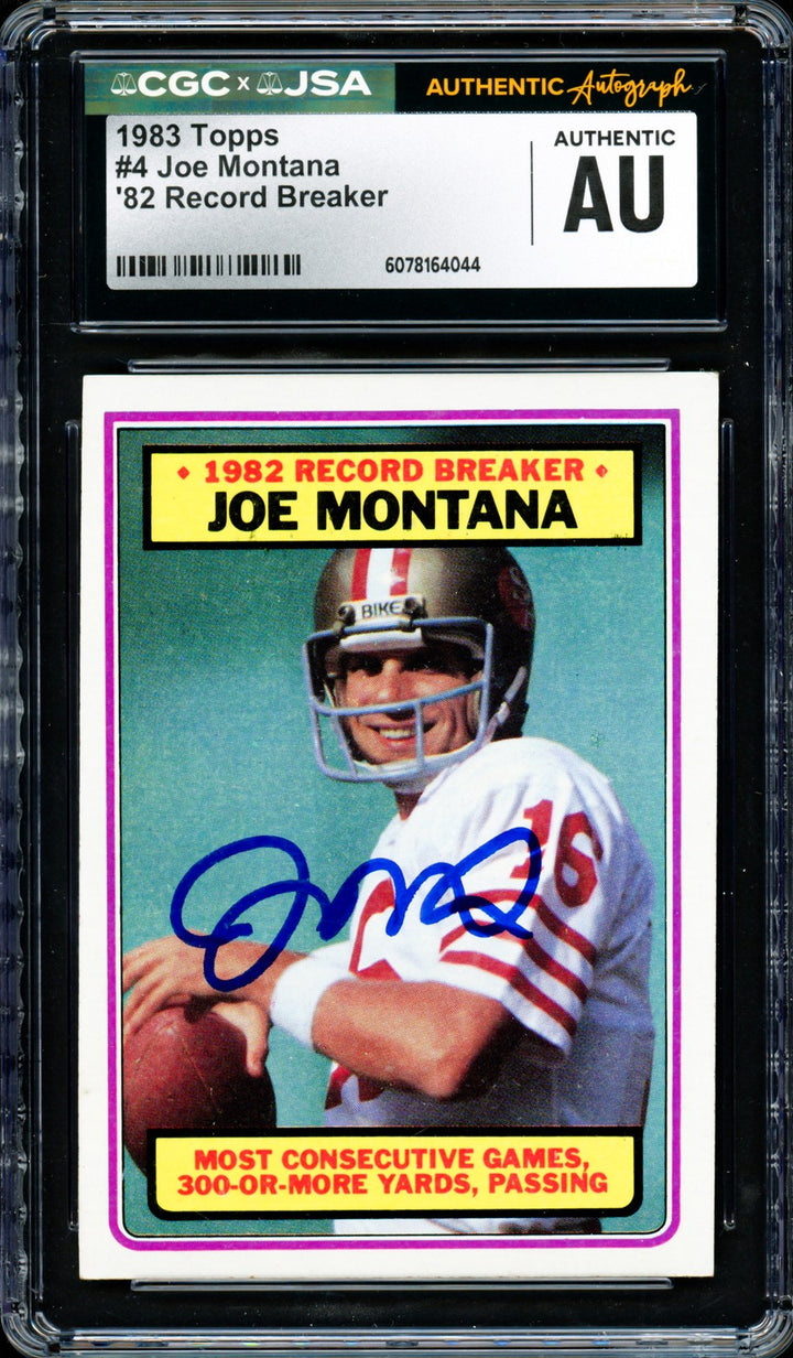 Joe Montana Signed 1983 Topps Card 4 San Francisco 49ers CGC x JSA