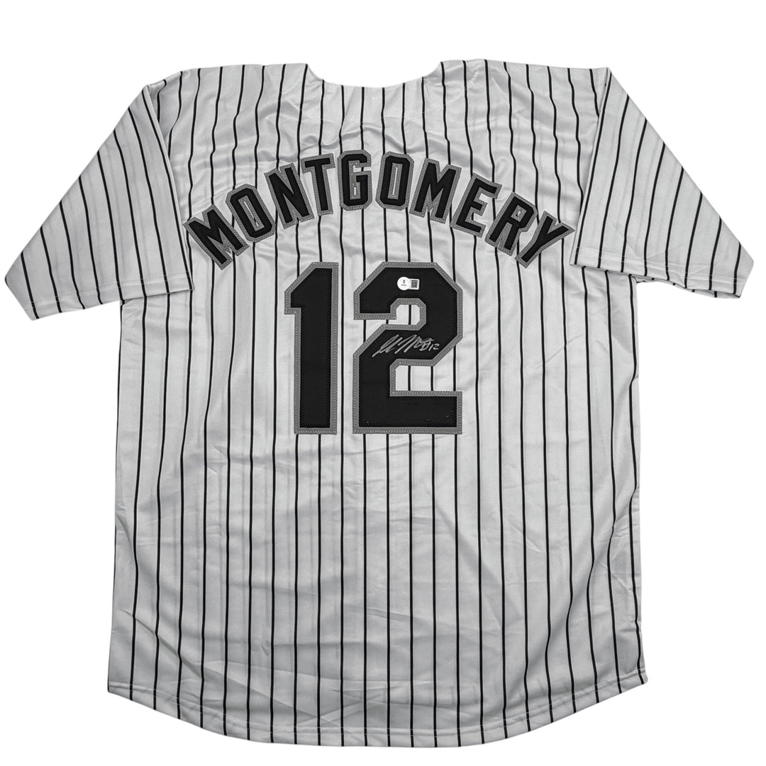 Autographed/Signed Colson Montgomery Chicago Pinstripe Jersey Beckett BAS COA