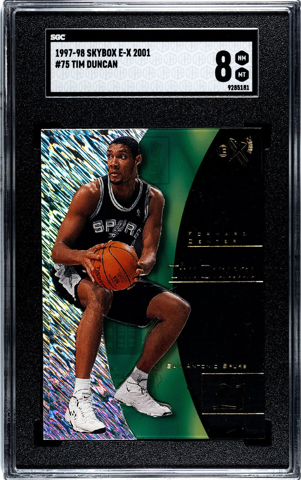 Tim Duncan 1997-98 Skybox E-X 2001 Rookie Card (RC) #75- SGC Graded 8 NM-MT