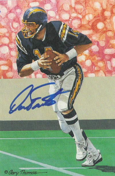 Dan Fouts Autographed/Signed San Diego Chargers Goal Line Art Card Blue 11325