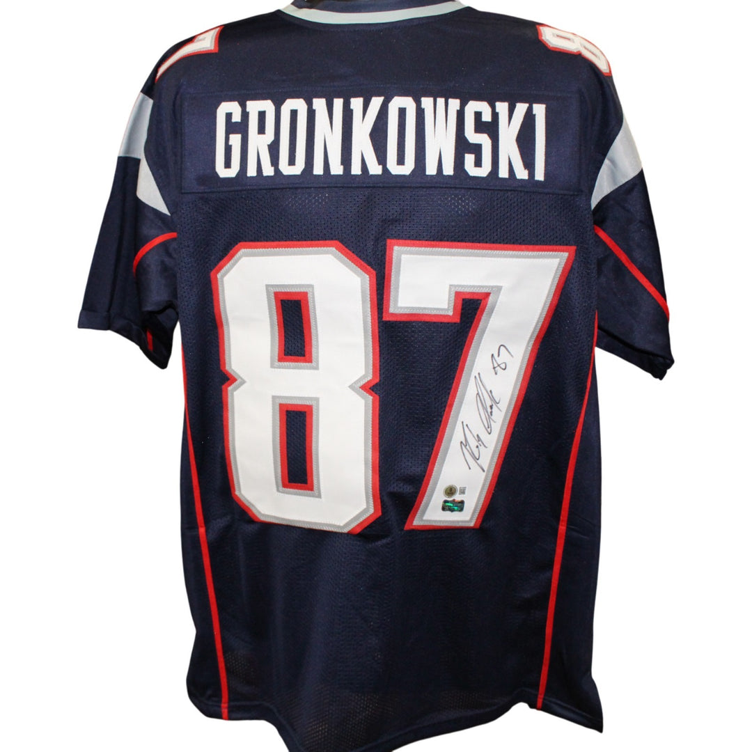 Rob Gronkowski Autographed/Signed Pro Style Size XL Blue Jersey Beckett 54625
