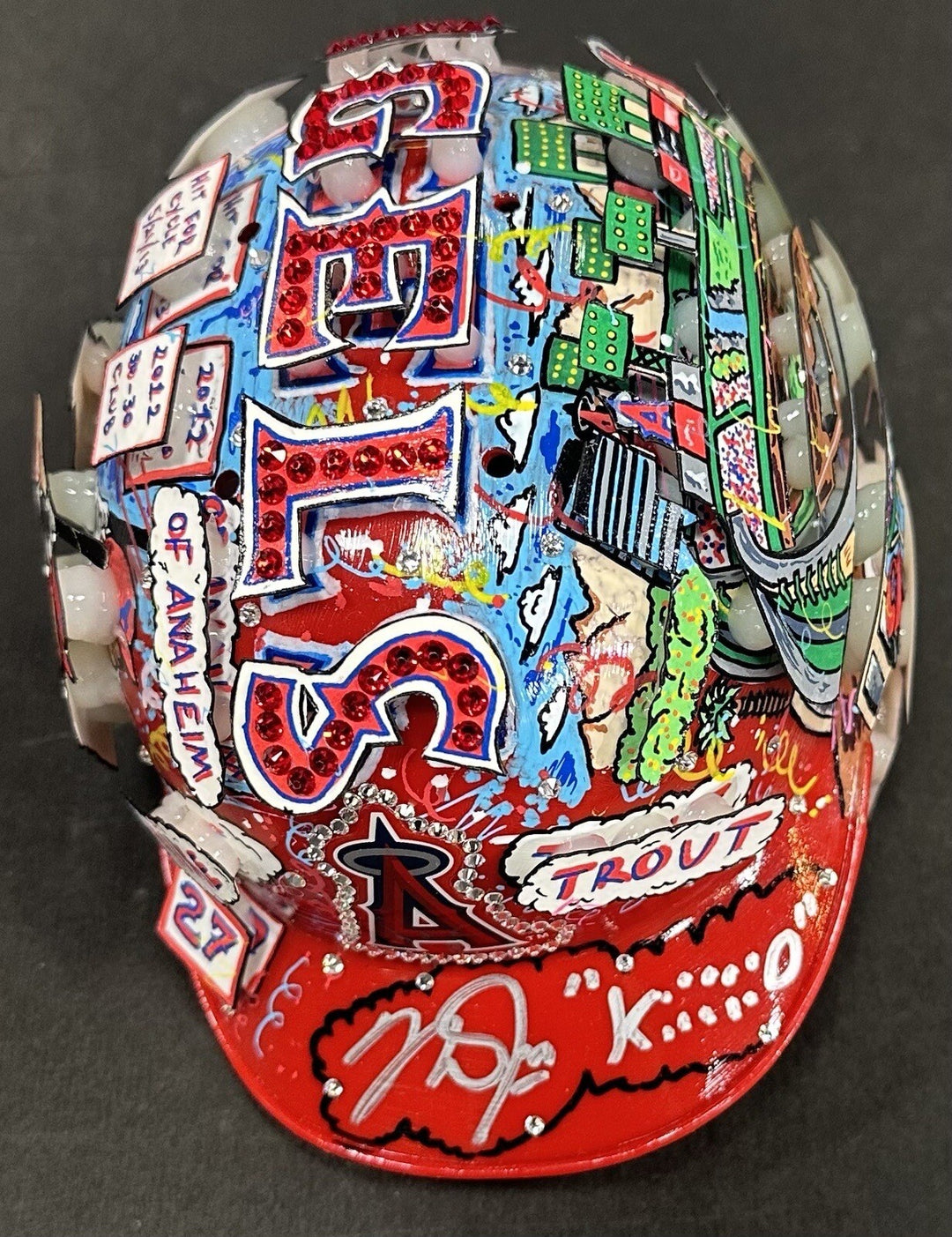 Mike Trout Signed Fazzino 3D Pop Art Angels Mini Helmet Kiiiiid /27 Auto MLB COA
