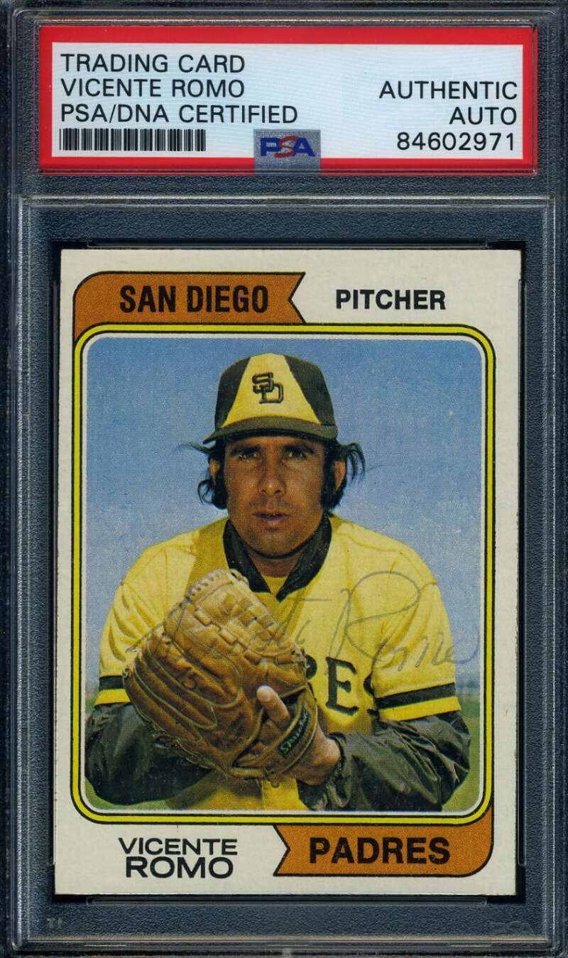 Vincente Romo PSA DNA Coa Signed 1974 Topps Autograph