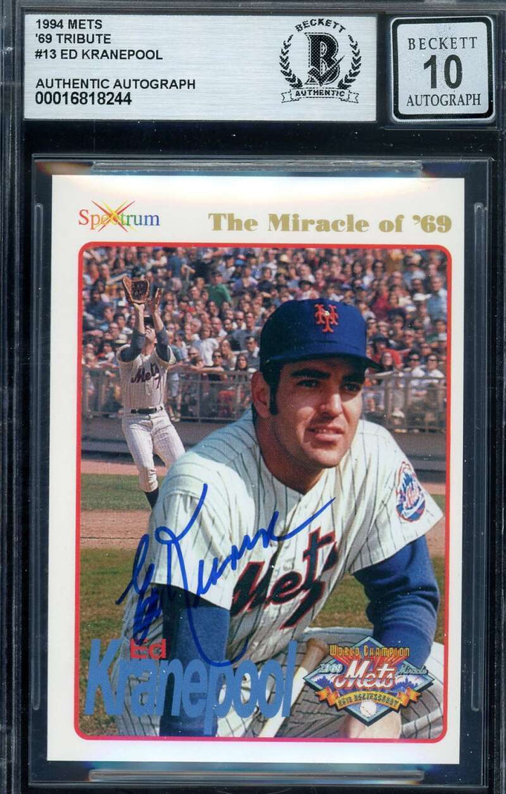 Ed Kranepool Gem Mint 10 Beckett BAS Signed 1994 Spectrum 1969 Mets Autograph