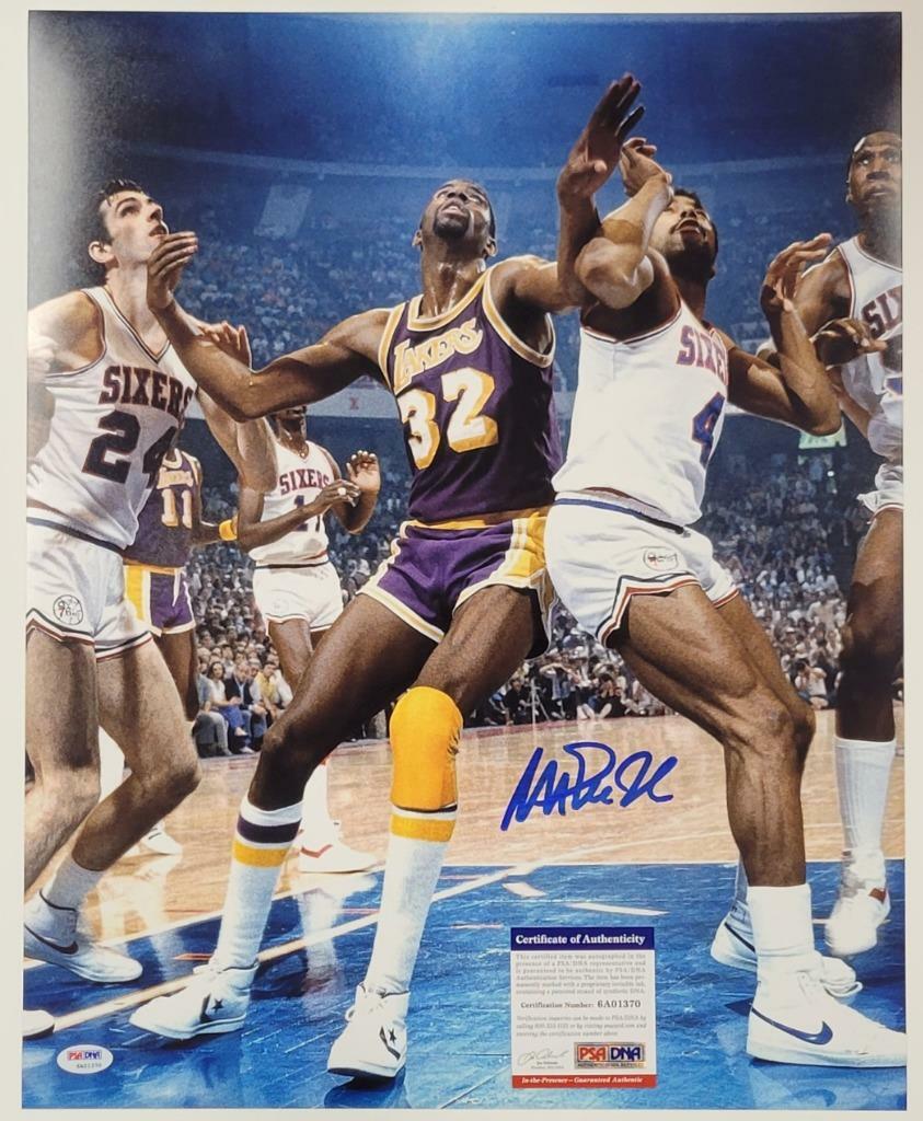 Magic Johnson autograph signed 16x20 Photo #2 vs Erving ~ PSA/DNA COA