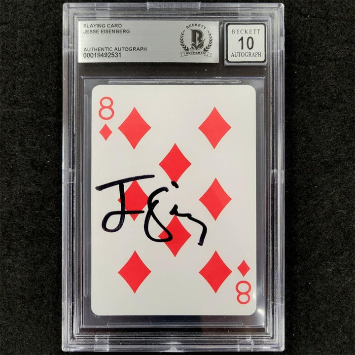 Jesse Eisenberg signed 8 of Diamonds Playing Card Now You See Me BAS 10 auto