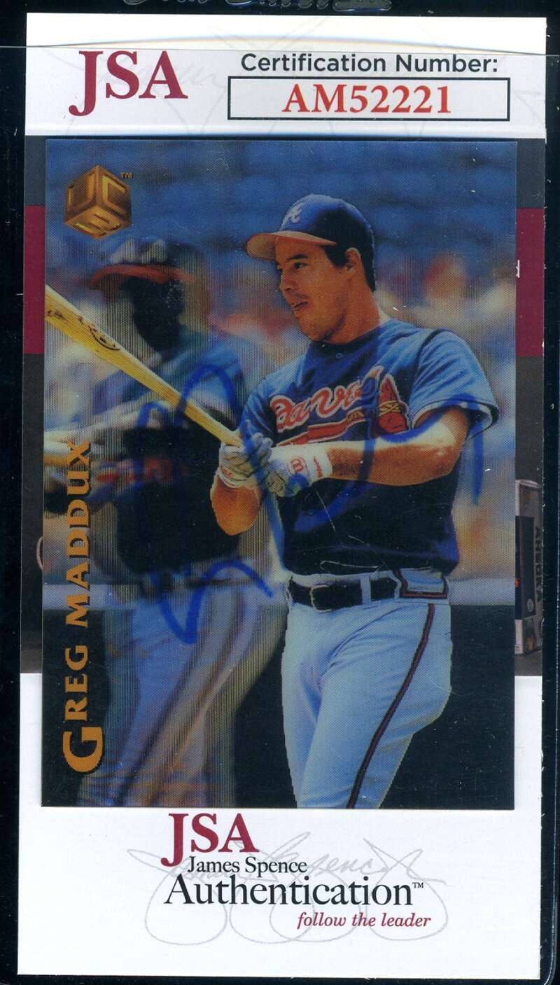 Greg Maddux JSA Coa Signed 1993 Pinnacle In Depth Autograph