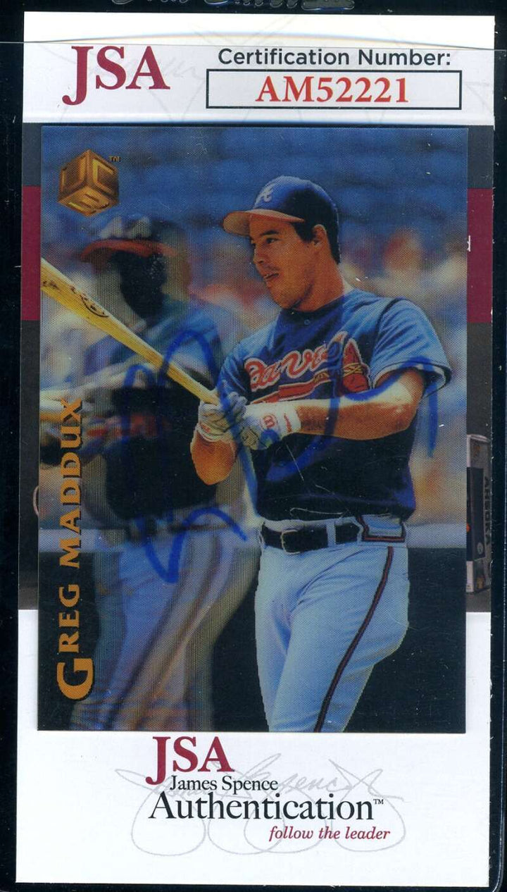 Greg Maddux JSA Coa Signed 1993 Pinnacle In Depth Autograph