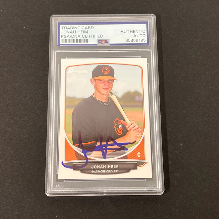 2013 Topps Bowman Briefing #BDPP50 Jonah Heim Signed Card PSA Slabbed Orioles