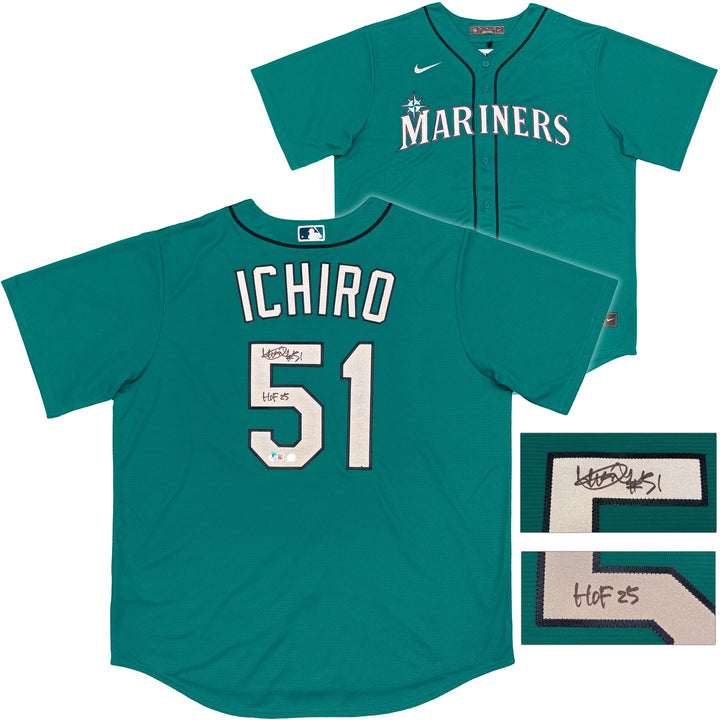 Mariners Ichiro Suzuki Auto Teal Nike Jersey Size XL "HOF 25" IS Holo & Beckett