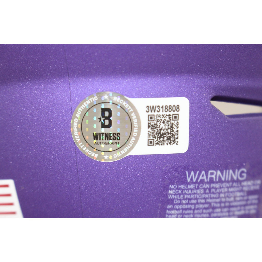 Adrian Peterson Autographed Minnesota Vikings Mid-Size Midi Helmet Beckett 55273