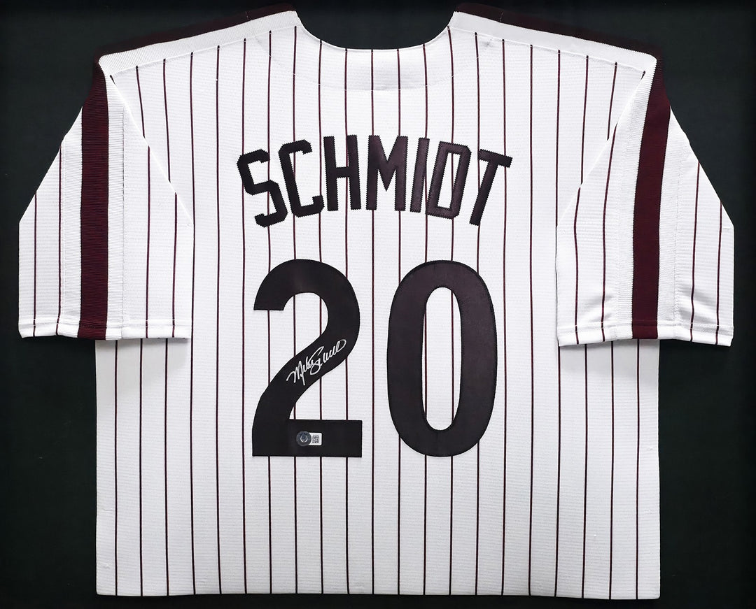 Philadelphia Phillies Mike Schmidt Signed Framed White/Red Pinstripe Jersey