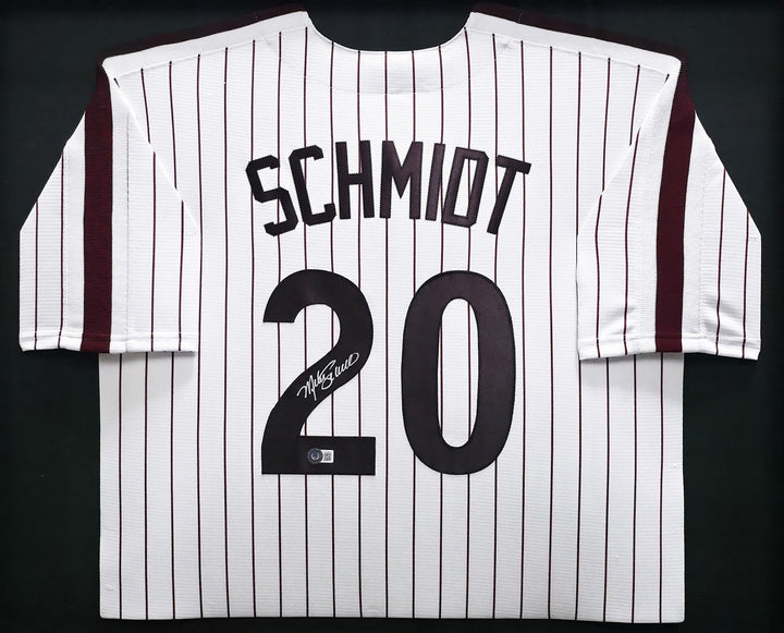 Philadelphia Phillies Mike Schmidt Signed Framed White/Red Pinstripe Jersey