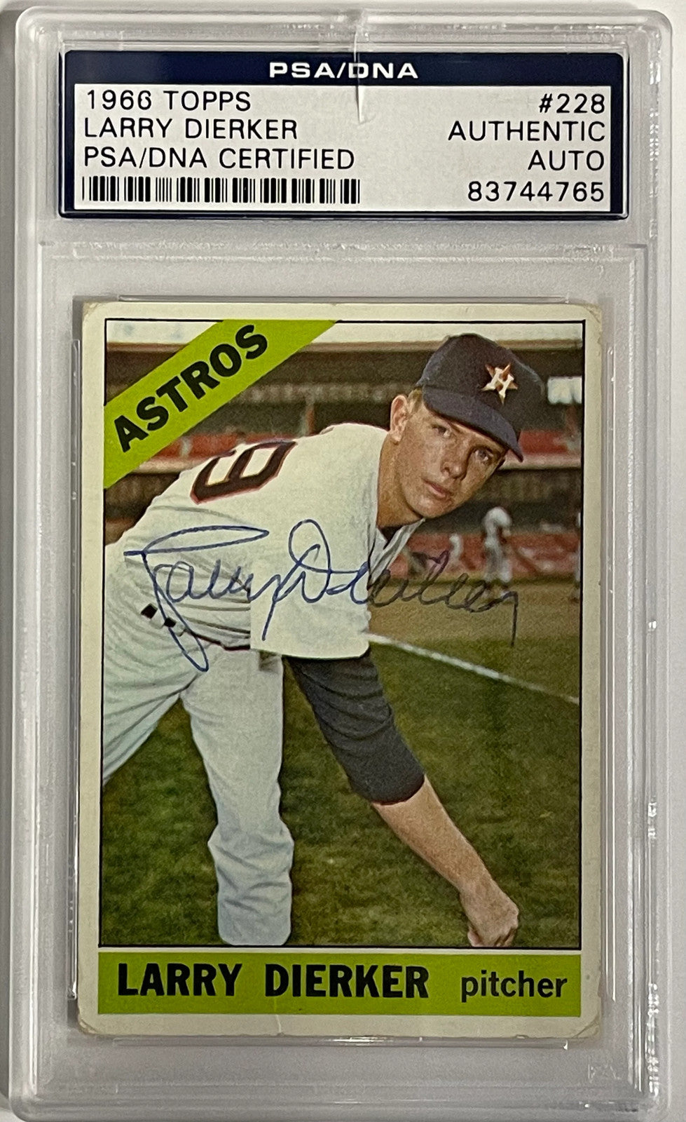 Larry Dierker Autographed 1966 Topps Card #228 (PSA)