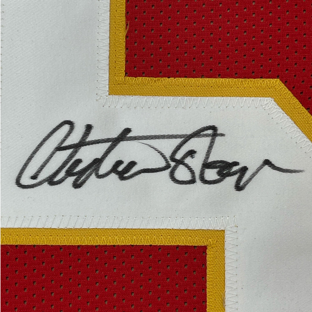 FRAMED Autographed/Signed CHRISTIAN OKOYE 33x42 Kansas City Red Jersey JSA COA