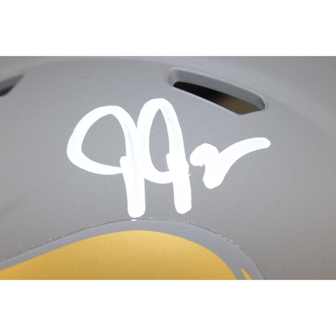 Justin Jefferson Autographed Minnesota Vikings Mini Helmet Slate Beckett 51009