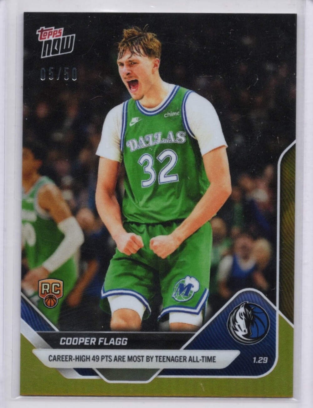 2025 Topps Now Cooper Flagg #150 Gold Foil /50 Rookie RC Basketball Card