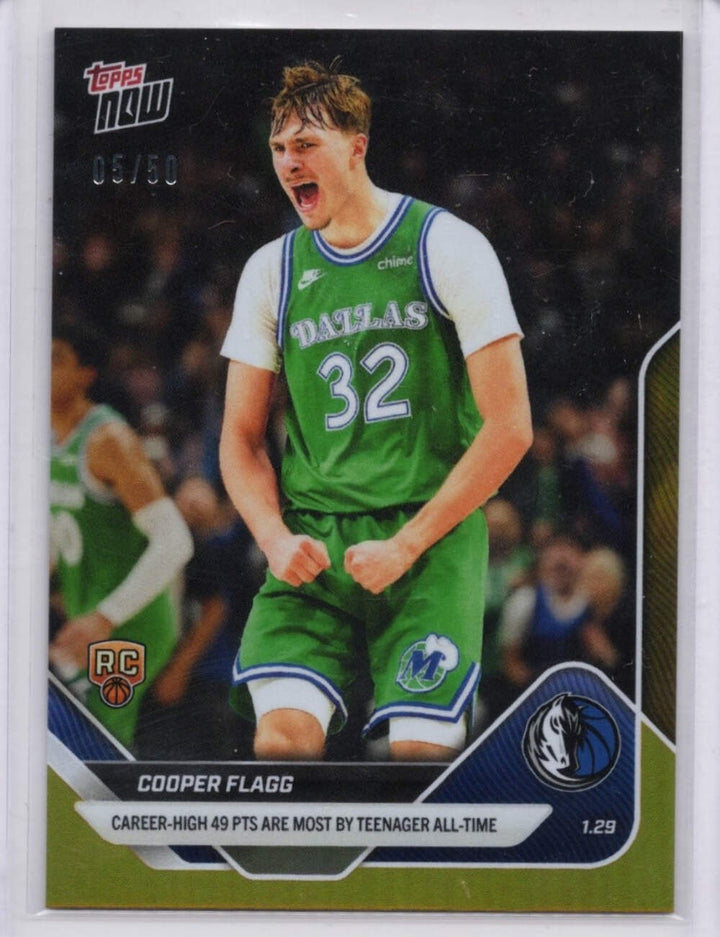 2025 Topps Now Cooper Flagg #150 Gold Foil /50 Rookie RC Basketball Card