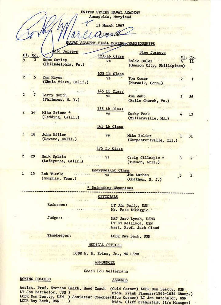 Rocky Marciano PSA DNA Loa Signed 1967 US Navy Boxing Champ Program Autograph