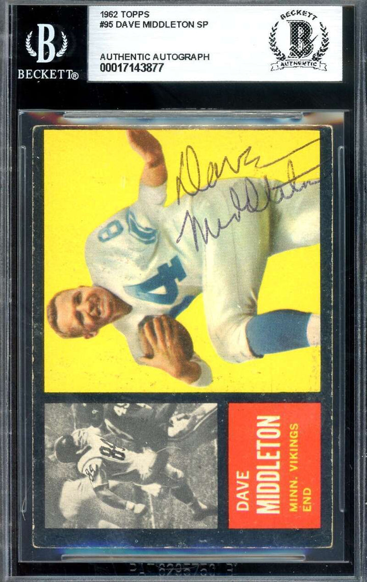 Dave Middleton Beckett BAS Signed 1962 Topps Autograph