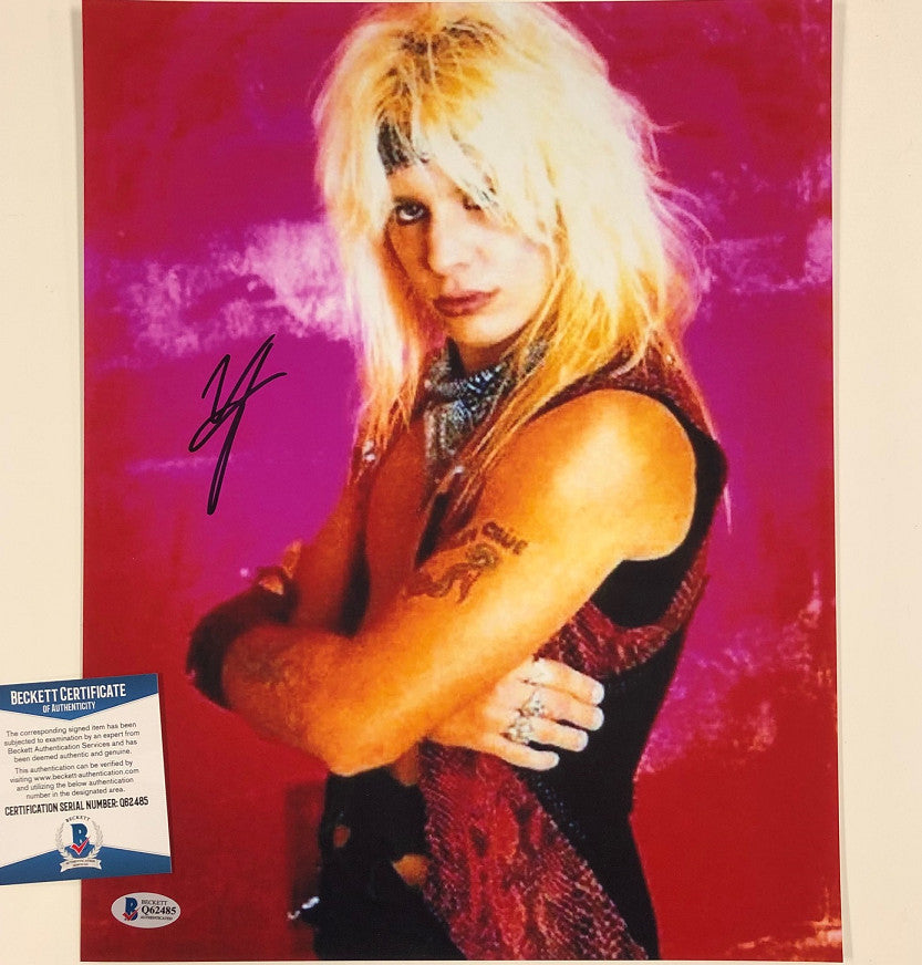 Motley Crue singer Vince Neil autograph signed 11x14 photo #1 ~ Beckett BAS COA