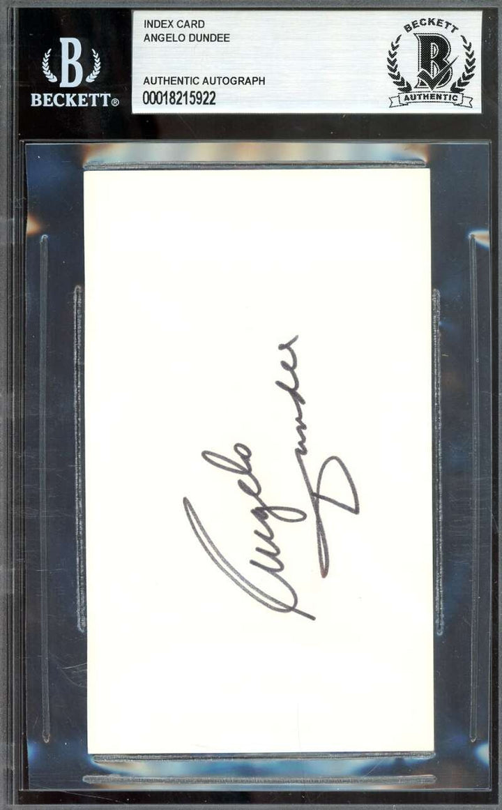 Angelo Dundee Beckett BAS Signed 3x5 Index Card Autograph
