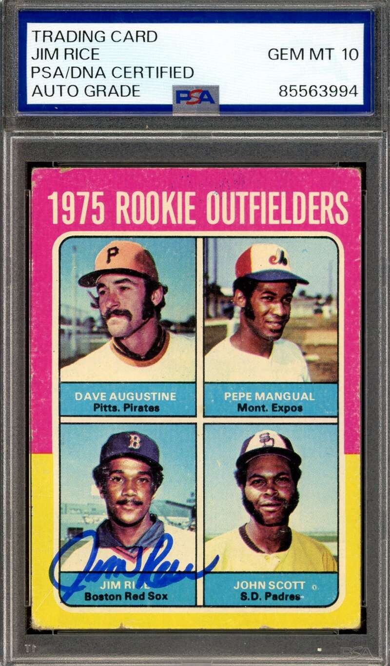 Jim Rice Gem Mint 10 PSA DNA Signed 1975 Topps Rookie Autograph