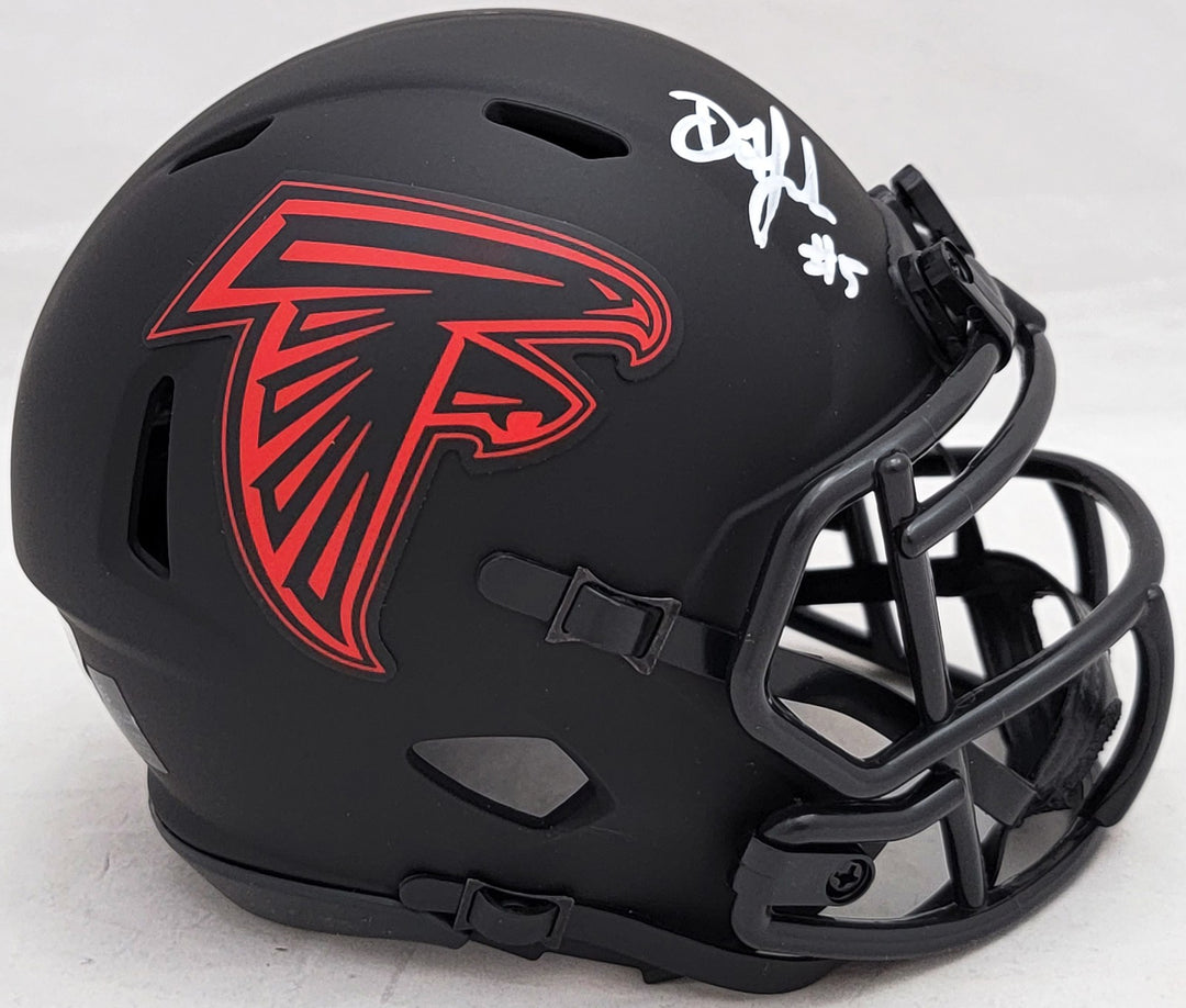 Drake London Signed Atlanta Falcons Eclipse Black Speed Mini Helmet Beckett