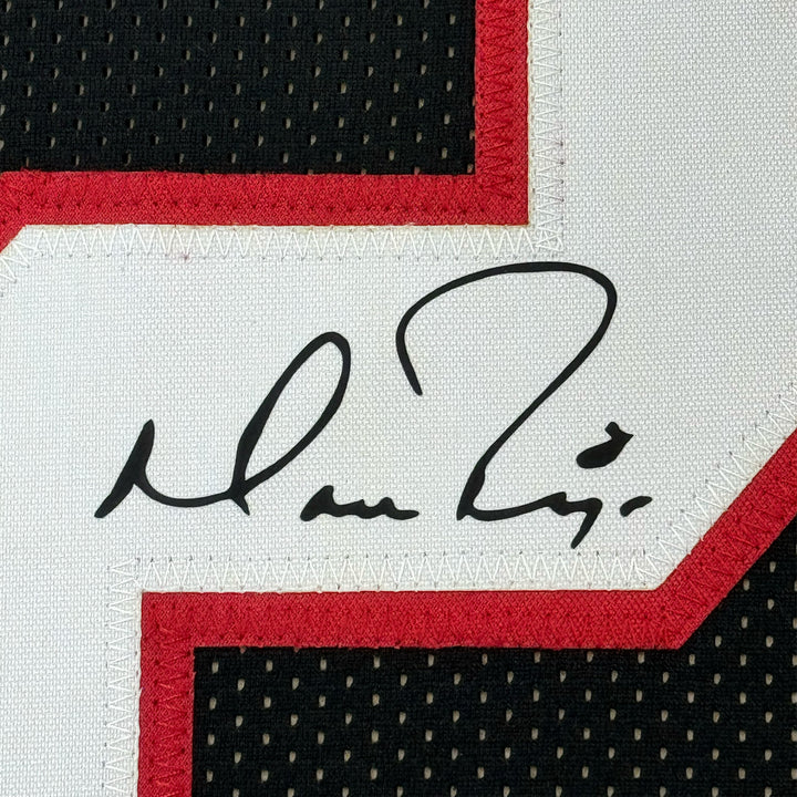 Framed Facsimile Autographed Matt Ryan 35x39 Atlanta Black Retro Reprint Jersey