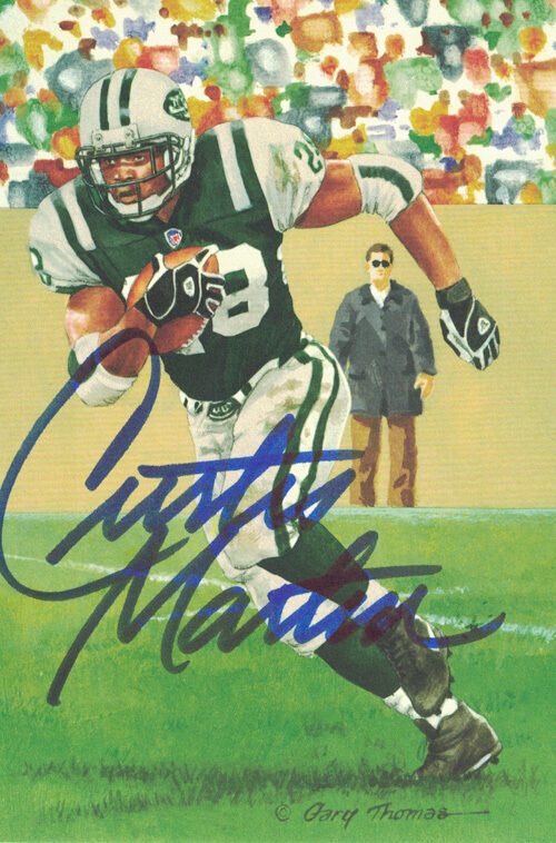 Curtis Martin Autographed/Signed New York Jets Goal Line Art Card Blue 12271